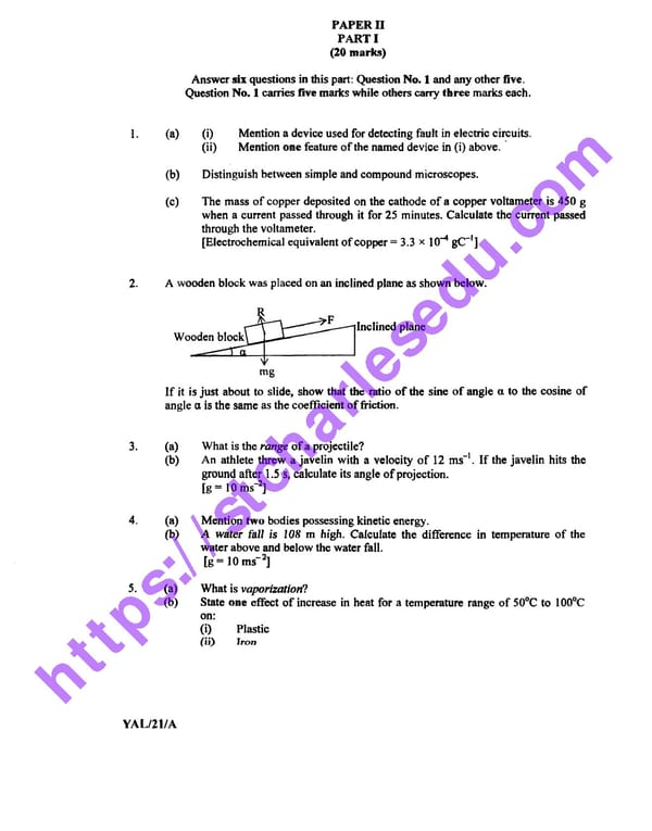 NECO GCE Physics Questions - Page 7