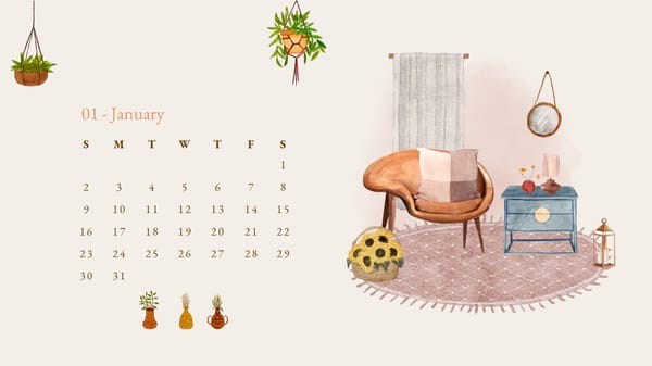 2022 Home Interior Scandinavian Watercolor Calendar - Page 2