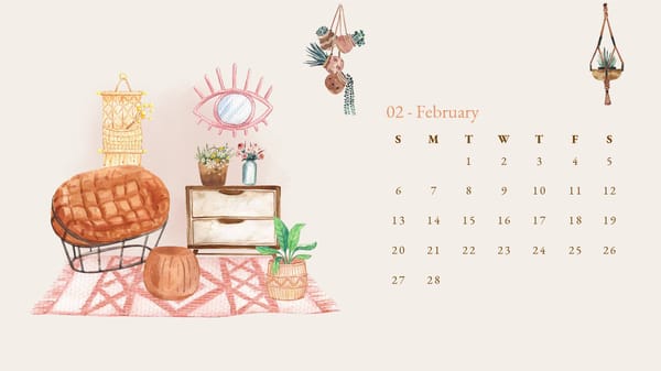 2022 Home Interior Scandinavian Watercolor Calendar - Page 3