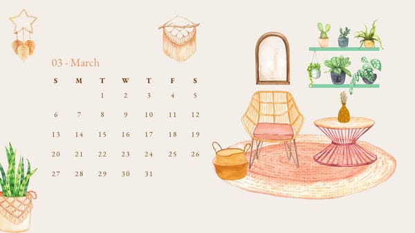 2022 Home Interior Scandinavian Watercolor Calendar - Page 4