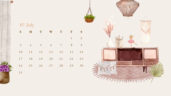 2022 Home Interior Scandinavian Watercolor Calendar - Page 8