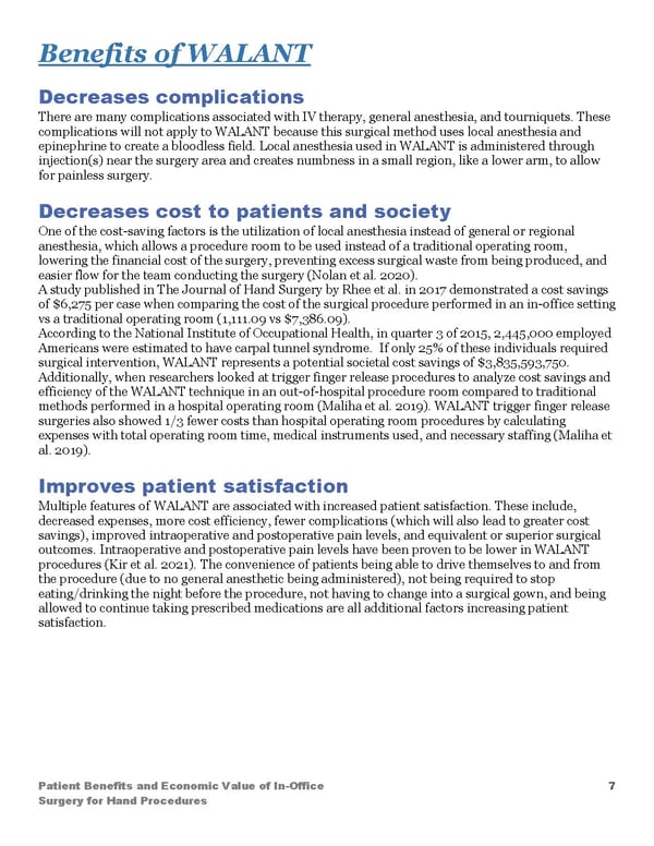 Patient Benefits and Economic Value of InOffice Surgery for Hand Procedures - Page 7