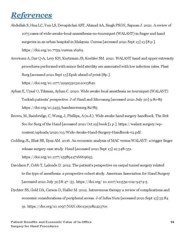 Patient Benefits and Economic Value of InOffice Surgery for Hand Procedures - Page 14