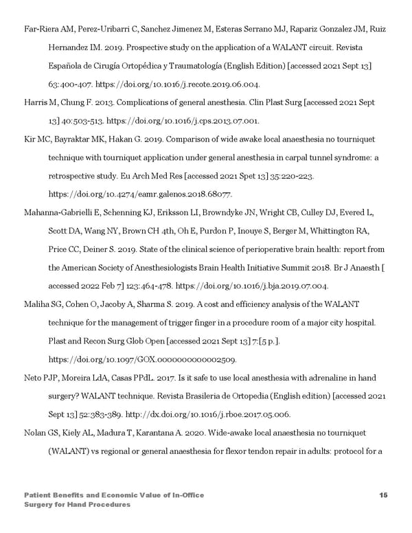 Patient Benefits and Economic Value of InOffice Surgery for Hand Procedures - Page 15