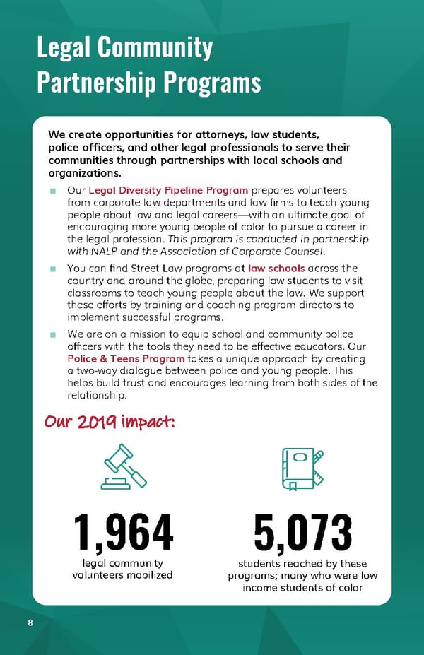 dCyl0uYyTxWTzhgFmNzM_2019%20Street%20Law%20Annual%20Report - Page 10