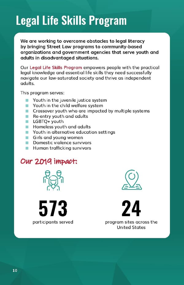 dCyl0uYyTxWTzhgFmNzM_2019%20Street%20Law%20Annual%20Report - Page 12