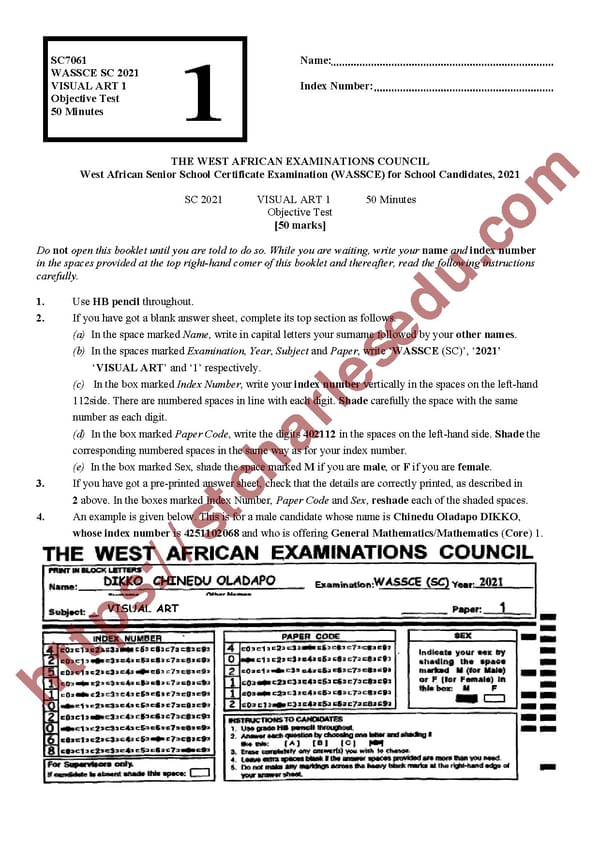 Visual Art WAEC Past Questions and Answers - Page 1