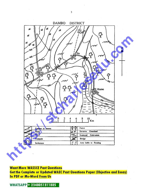 Map Reading in Geography WAEC Questions - Page 3