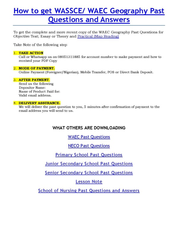 Map Reading in Geography WAEC Questions - Page 6