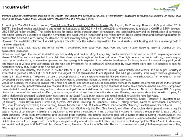 Saudi Arabia Truck Leasing and Rental Market 2027 - Page 12