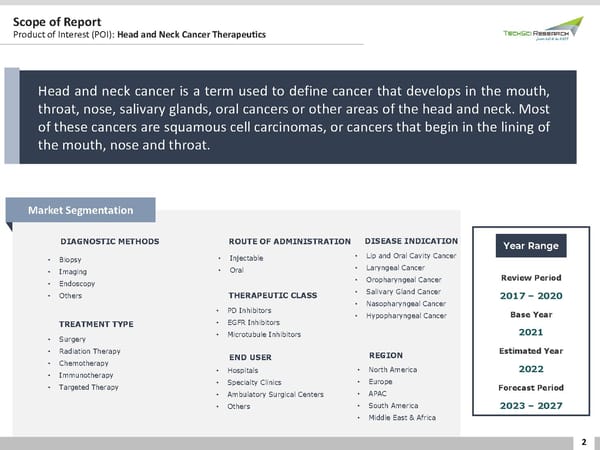 Head and Neck Cancer Therapeutics Market 2027 - Page 2