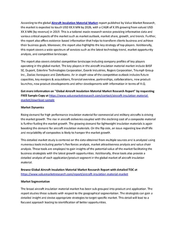 Aircraft Insulation Material Market Size, Share, Analysis and Forecast to 2028 - Page 1