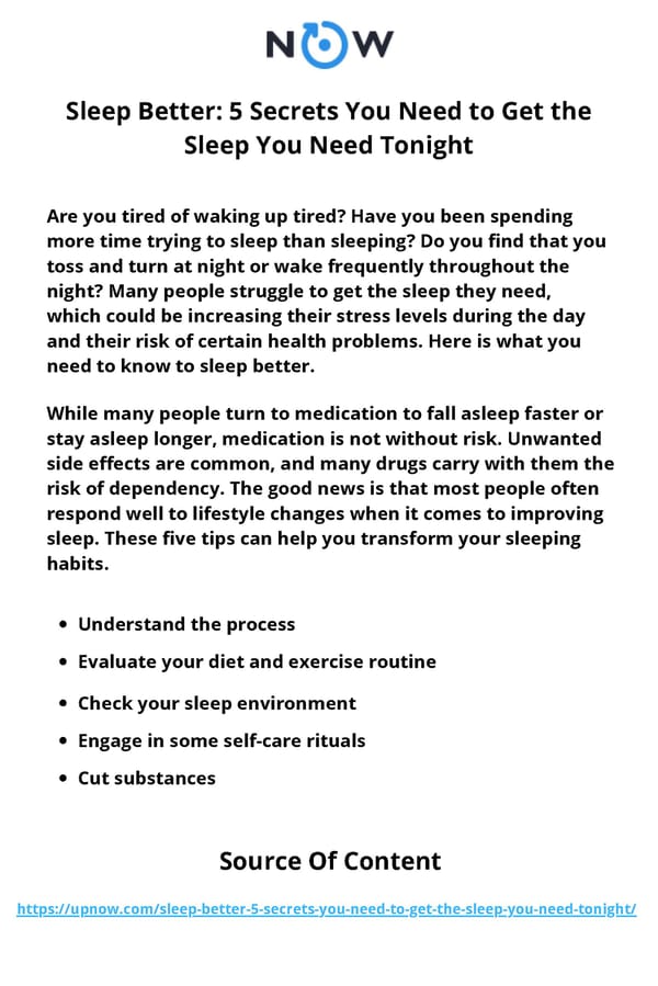 Sleep Better 5 Secrets You Need to Get the Sleep You Need Tonight - Page 1