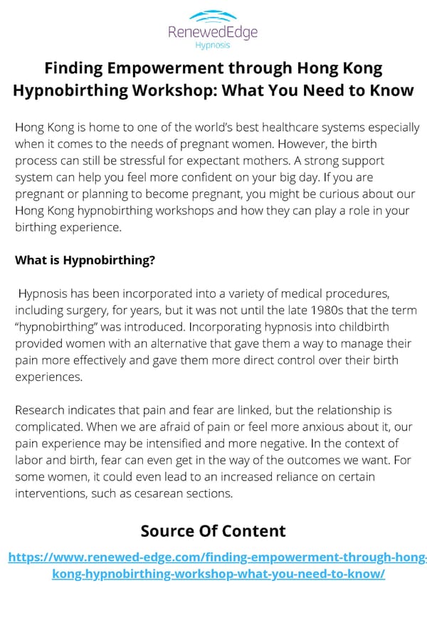 Finding Empowerment through Hong Kong Hypnobirthing Workshop: What You Need to Know - Page 1