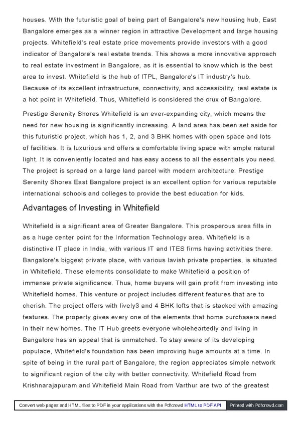 Prestige Serenity Shores | Whitefield | Brochure | Price | Plan | Reviews - Page 6