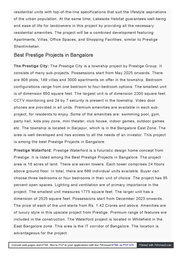 Prestige Serenity Shores | Whitefield | Brochure | Price | Plan | Reviews - Page 11