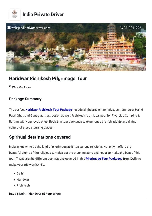 Haridwar Rishikesh Pilgrimage Tour - Page 1