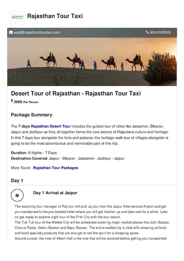 DesertTourofRajasthanRajasthanTourtaxi - Page 1