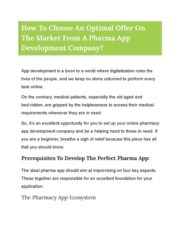 How To Choose An Optimal Offer On The Market From A Pharma App Development Company - Page 1