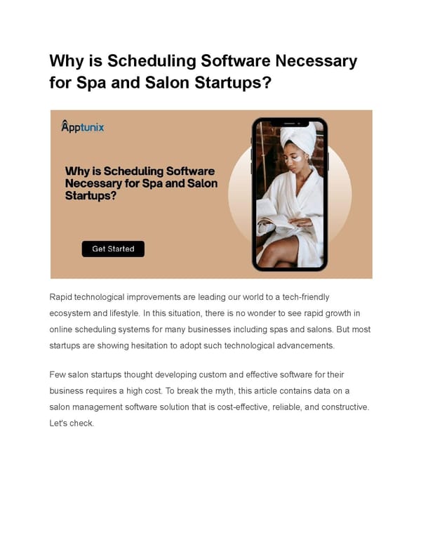 Why is Scheduling Software Necessary for Spa and Salon Startups? - Page 1