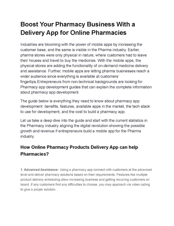 Boost Your Pharmacy Business With a Delivery App for Online Pharmacies - Page 1