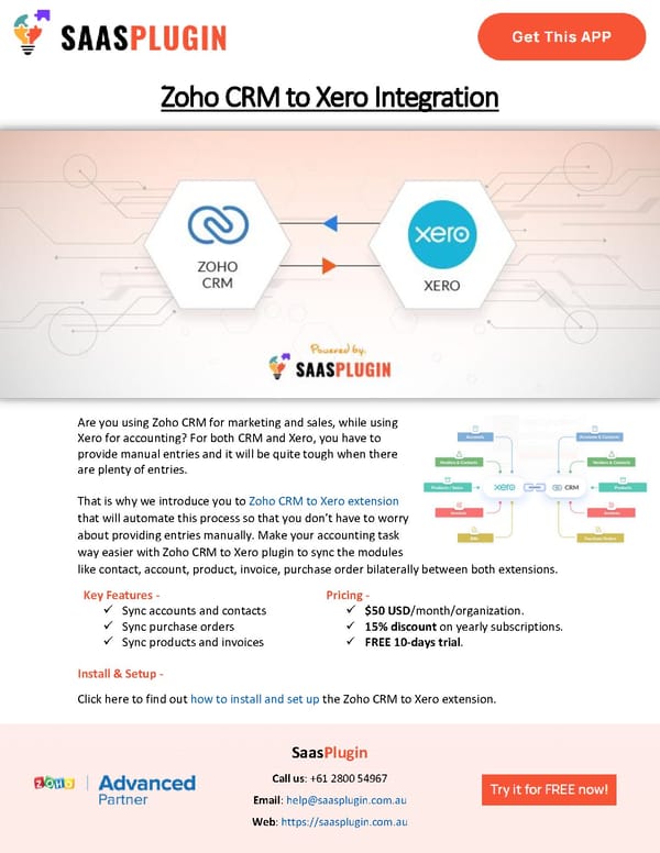 Zoho CRM to Xero Integration - SaasPlugin - Page 1