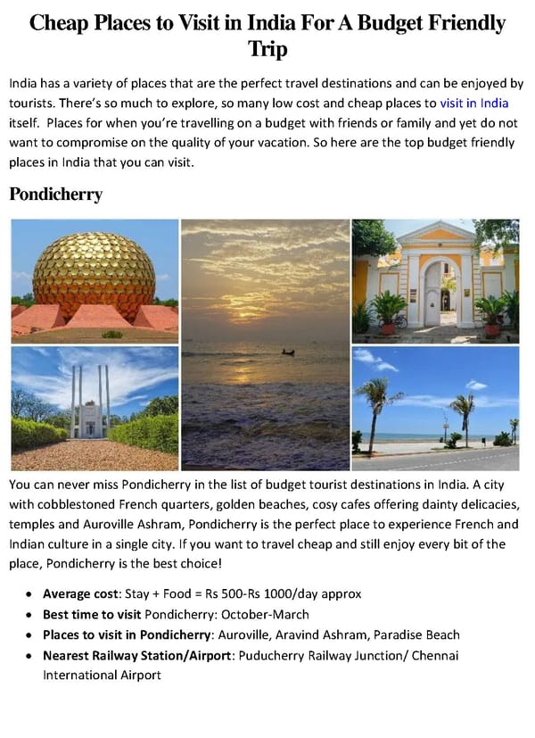 Cheap Places to Visit In India For A Budget Friendly Trip - Page 2