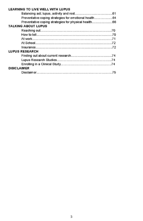 Living Well With Lupus Facts Booklet - Page 5
