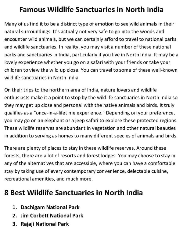 TOP 8 Wildlife Sanctuaries in North India - Page 2