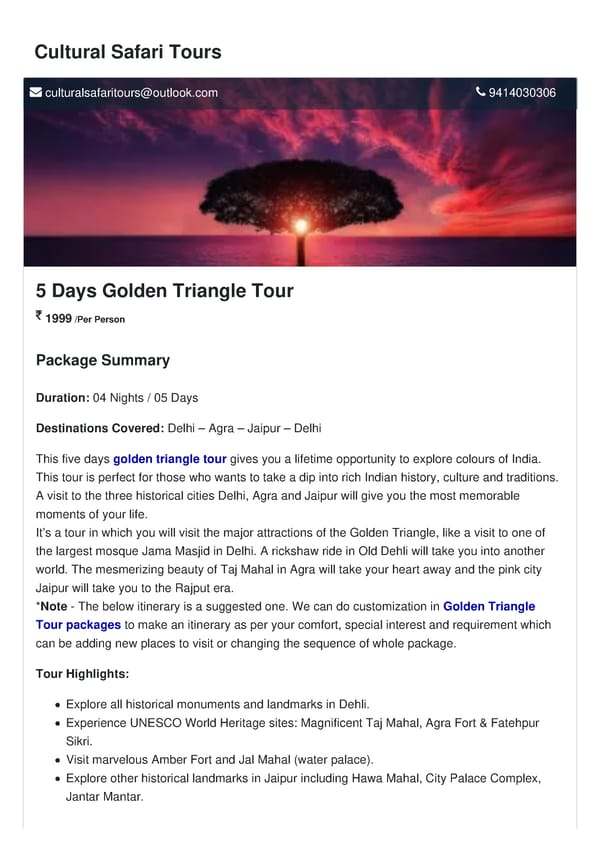 5 Days Golden Triangle Tour - Page 1