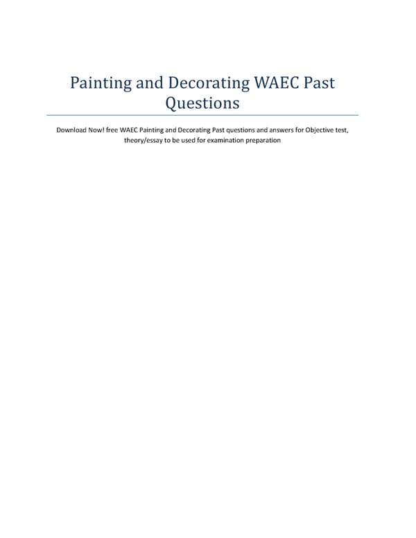 Free WAEC Past Questions on Painting and Decorating - Page 1