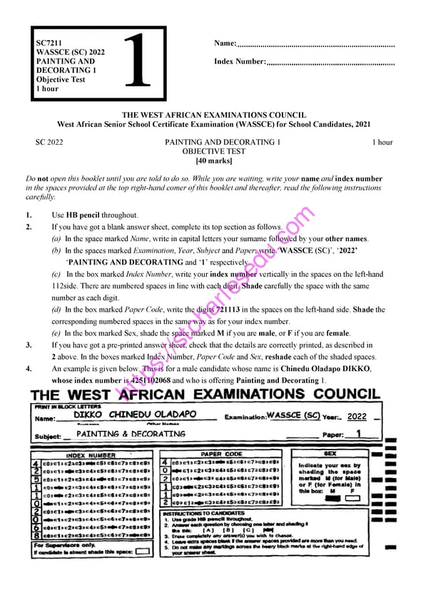 Free WAEC Past Questions on Painting and Decorating - Page 2