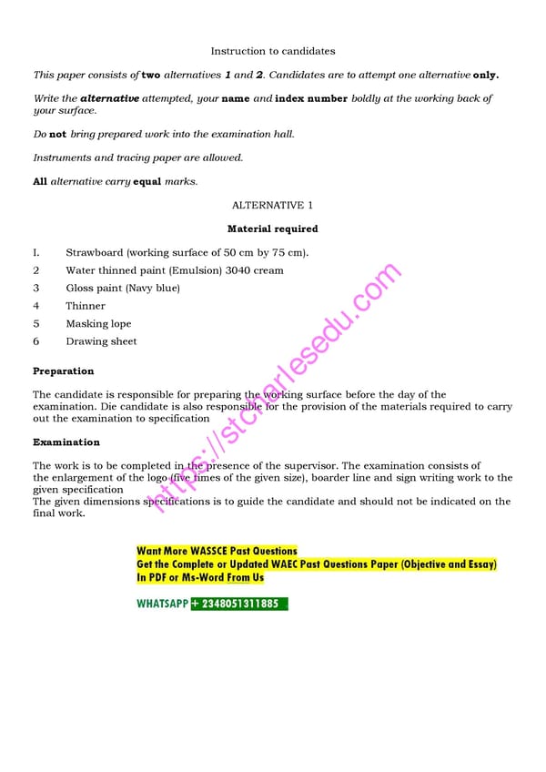 Free WAEC Past Questions on Painting and Decorating - Page 8