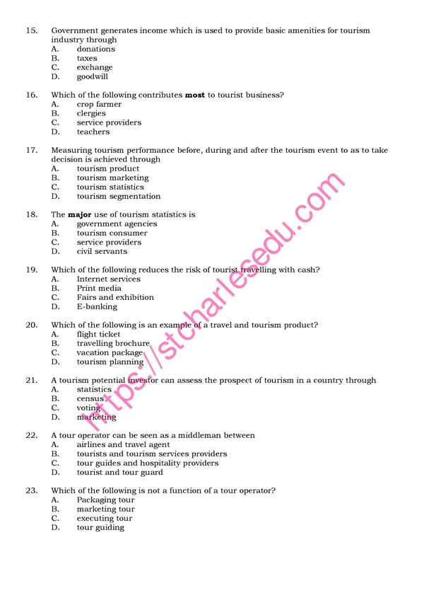 WAEC Tourism Past Questions and Answers - Page 5