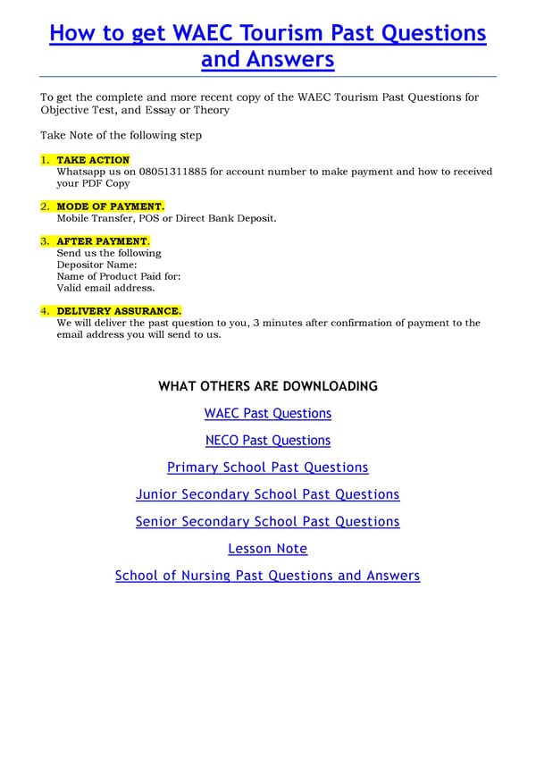 WAEC Tourism Past Questions and Answers - Page 6