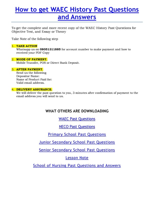 History Past Questions for WAEC SSCE - Page 6