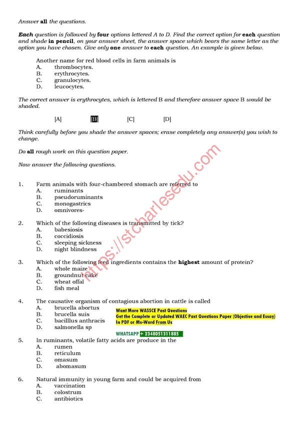 WAEC Animal Husbandry Practical Past Questions - Page 3