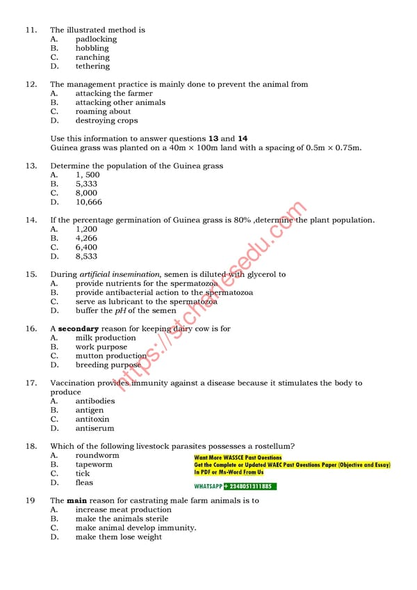 WAEC Animal Husbandry Practical Past Questions - Page 5