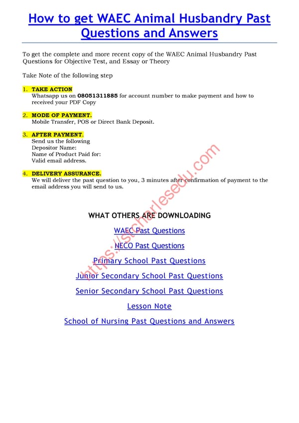 WAEC Animal Husbandry Practical Past Questions - Page 6