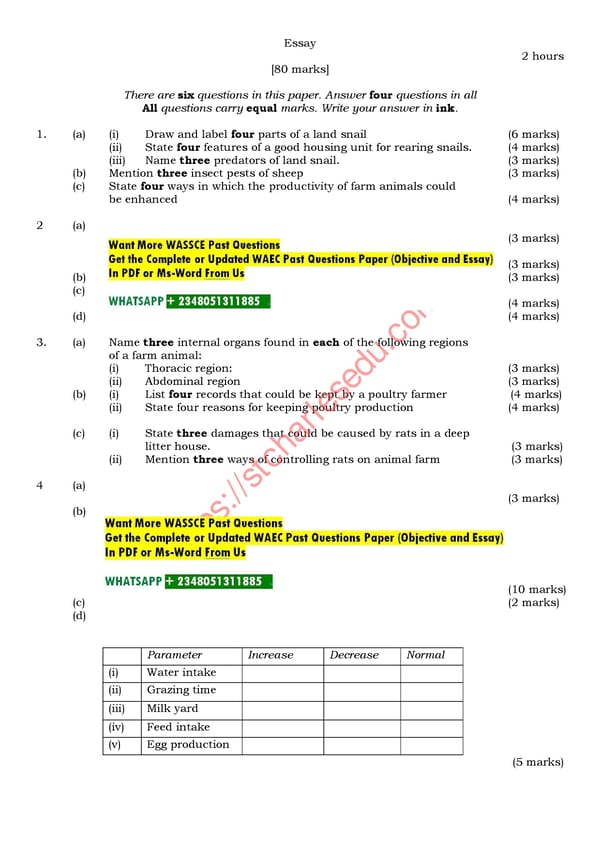 WAEC Animal Husbandry Practical Past Questions - Page 7