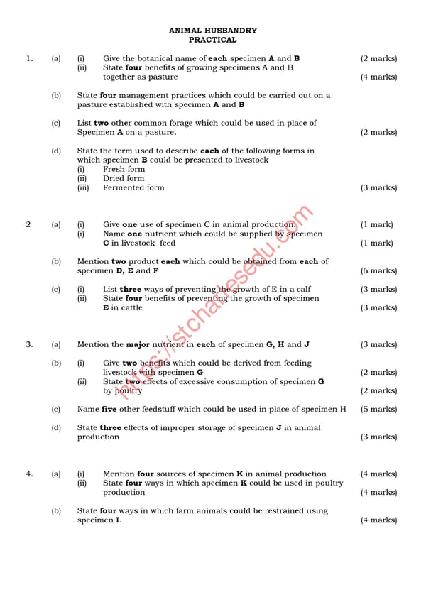 WAEC Animal Husbandry Practical Past Questions - Page 8