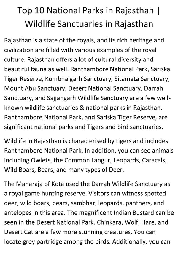 Top 10 National Parks and Wildlife Sanctuaries in Rajasthan - Page 2