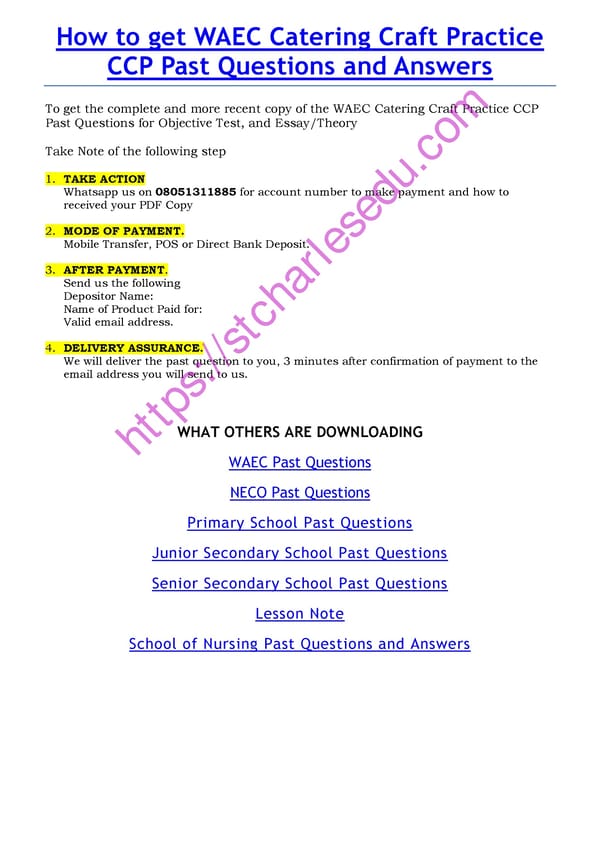 WAEC Catering Craft Past Questions - Page 6