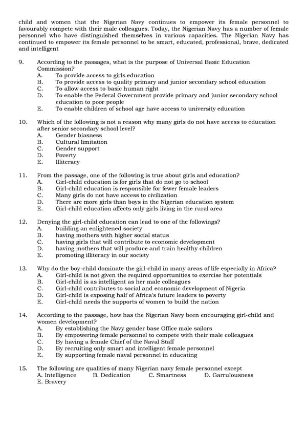 Nigeria Navy Secondary School NNSS Past Questions Free Download - Page 6