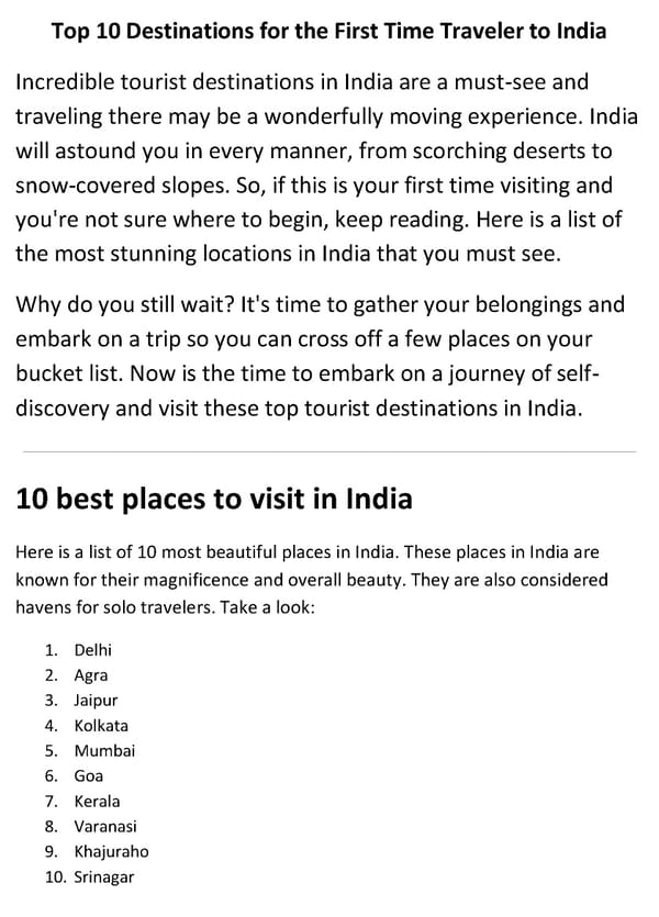 Top 10 Destinations for the First Time Traveler to india - Page 2