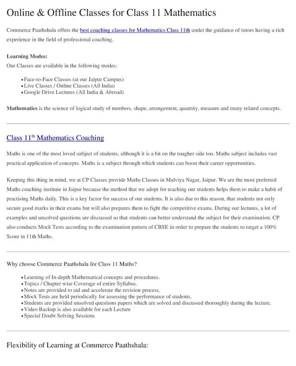 Class 11th Mathematics Classes - Page 2