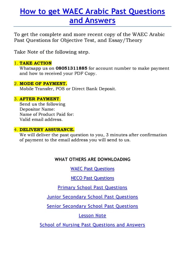 Free WAEC Arabic Past Questions and Answer - Page 10