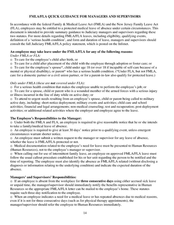 FMLA/FLA Quick Guidance for Managers and Supervisors - Page 15