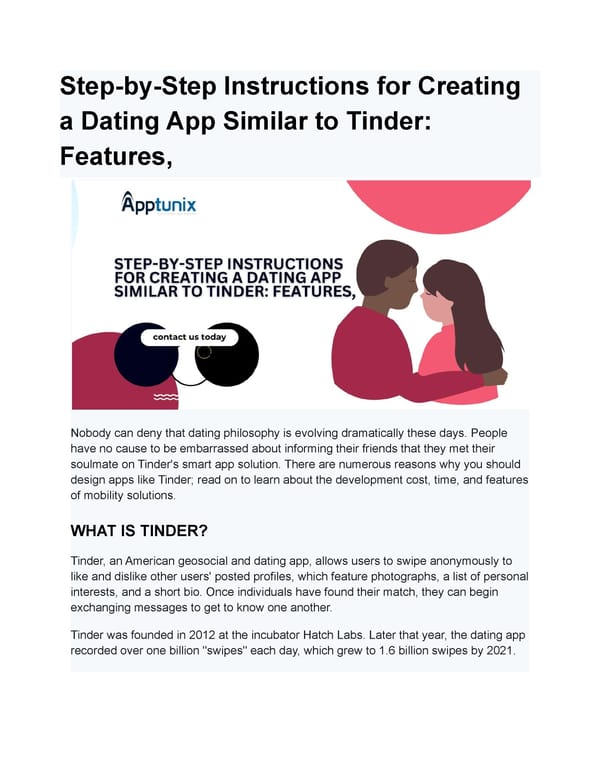 Step-by-Step Instructions for Creating a Dating App Similar to Tinder: Features, - Page 1