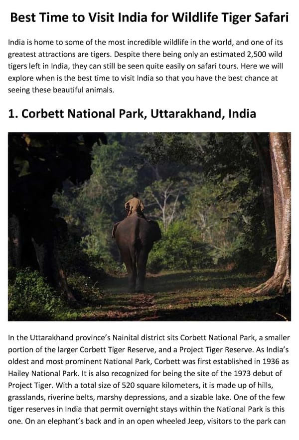 Best Time To Visit India for Wildlife Tiger Safari - Page 2